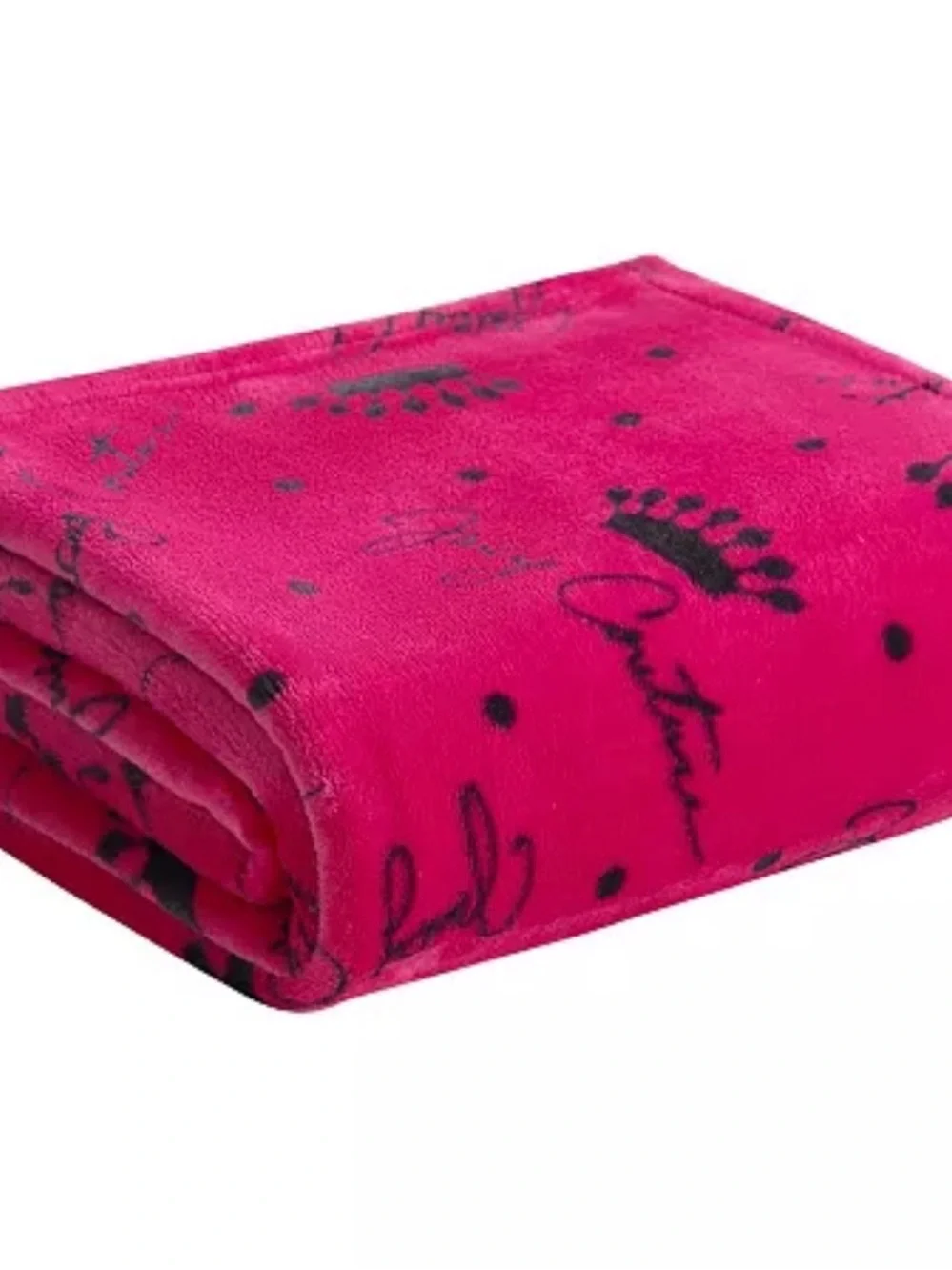 Juicy Couture Hot Pink Signature Plush Throw with Black Motif